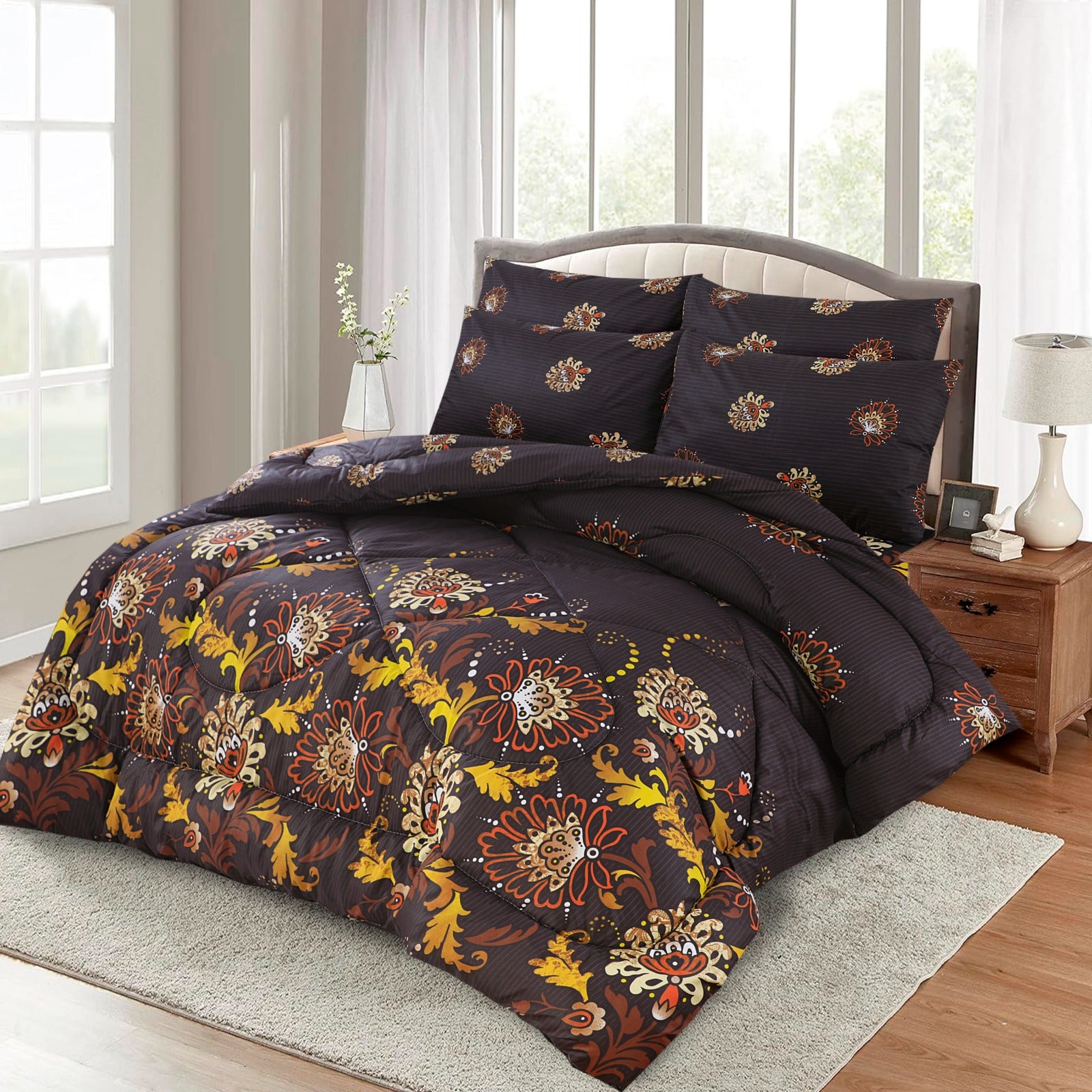 6 pc Winter Razai Set (Heavy Filling) RZ-17 – Emaan Textile