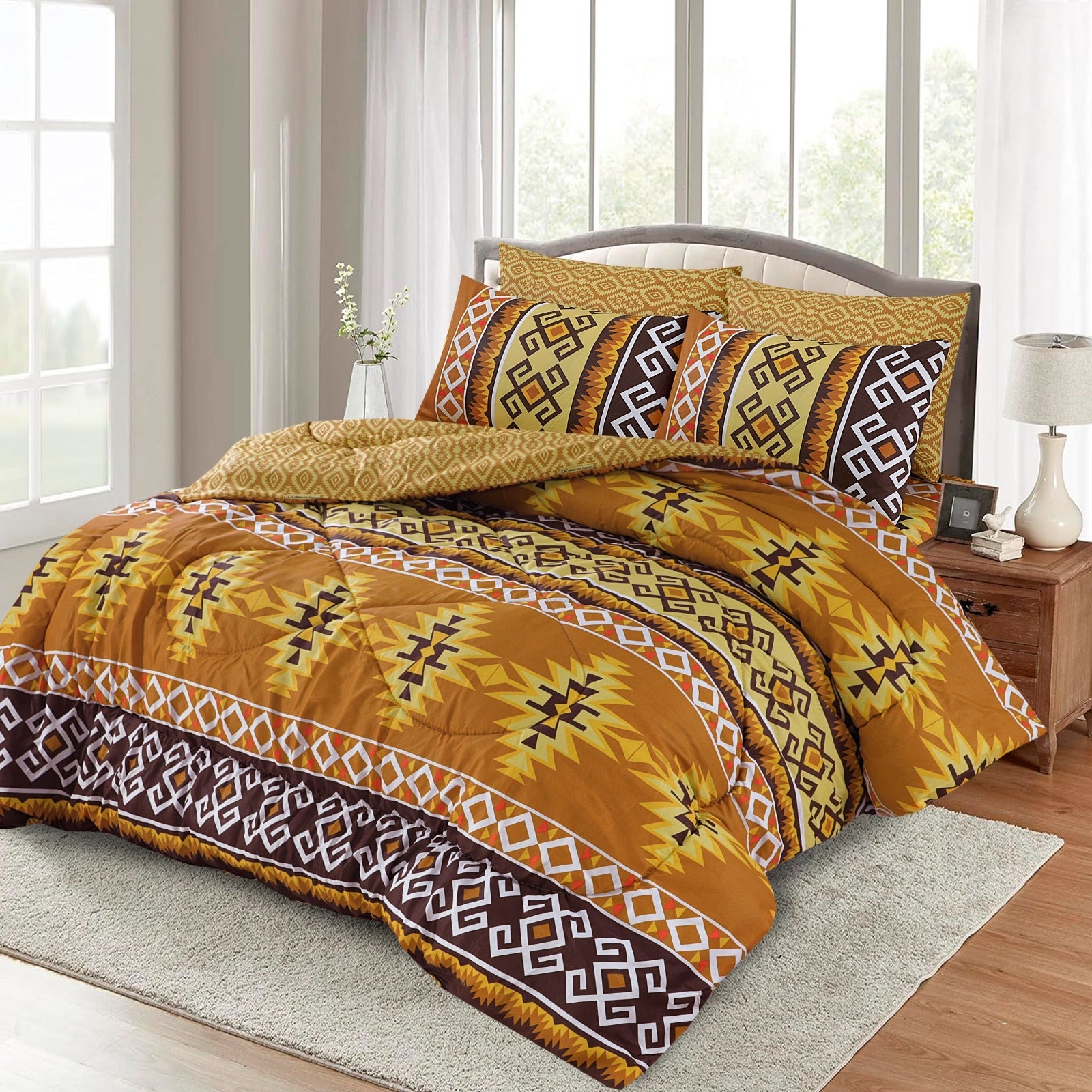 6 pc Winter Razai Set (Heavy Filling) RZ-27 – Emaan Textile