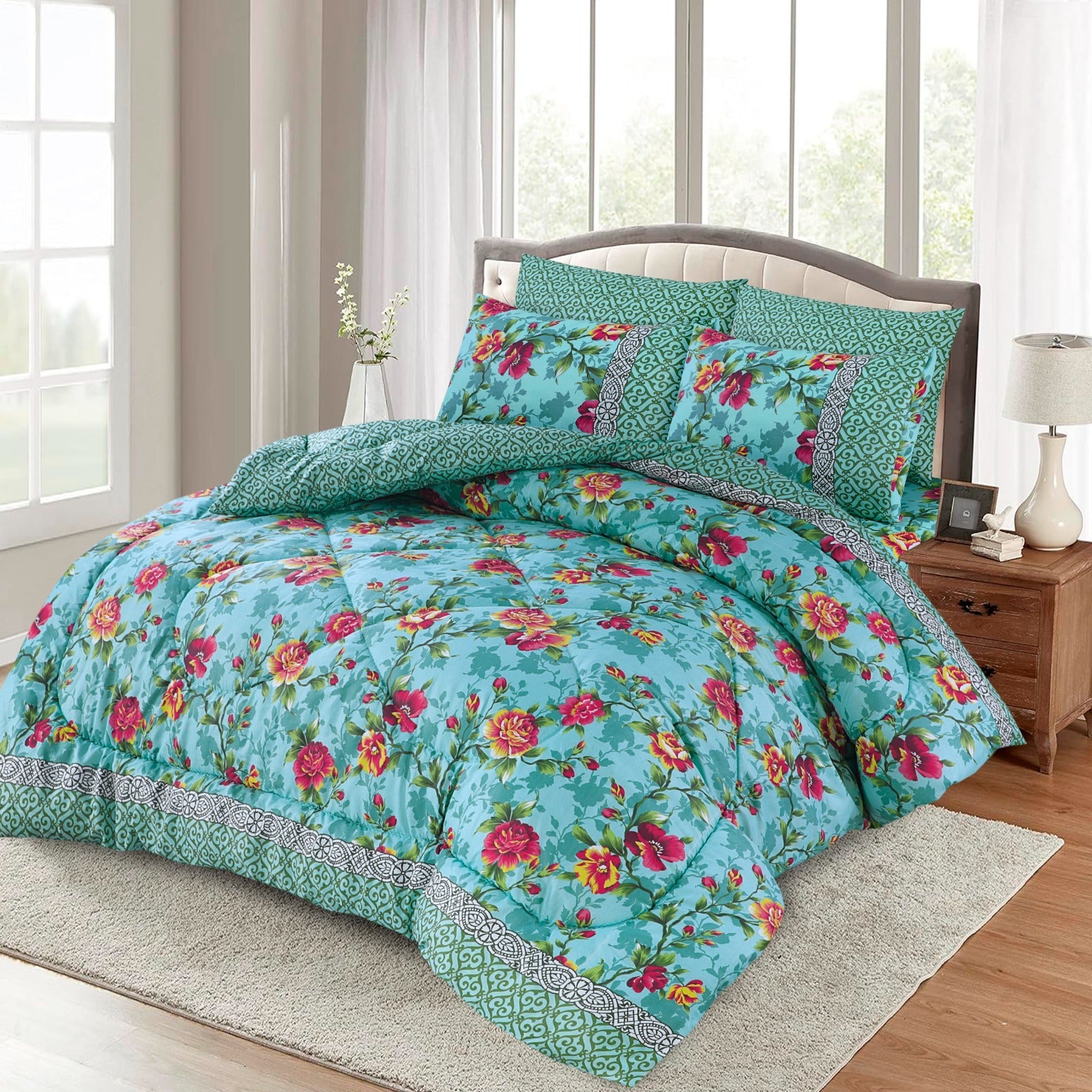 6 pc Winter Razai Set (Heavy Filling) RZ-32 – Emaan Textile
