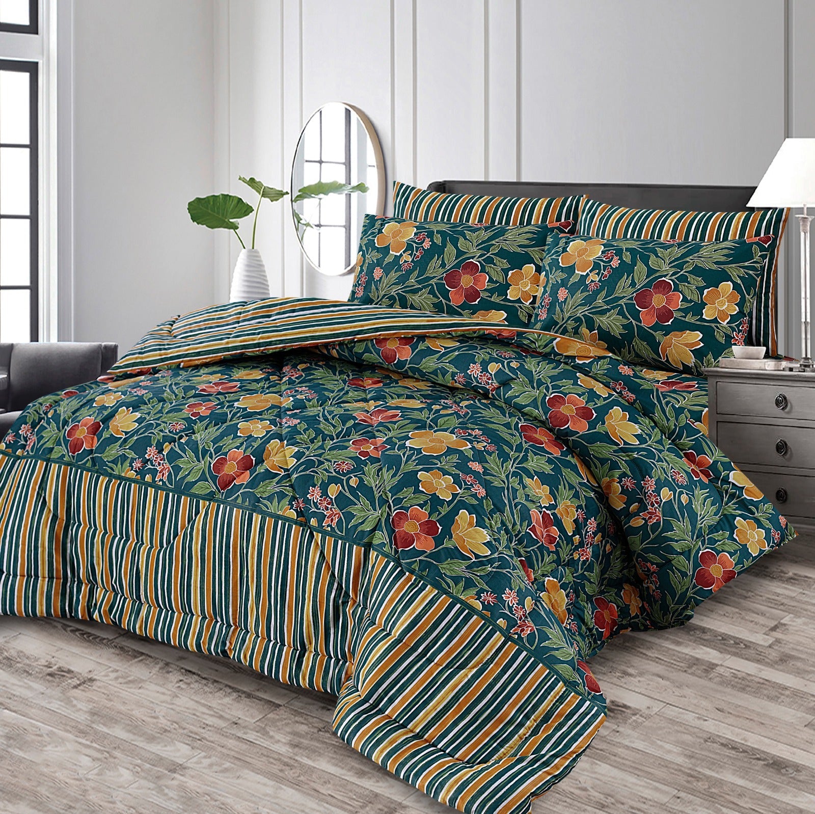 6 pc Winter Razai Set (Heavy Filling) RZ-51 – Emaan Textile