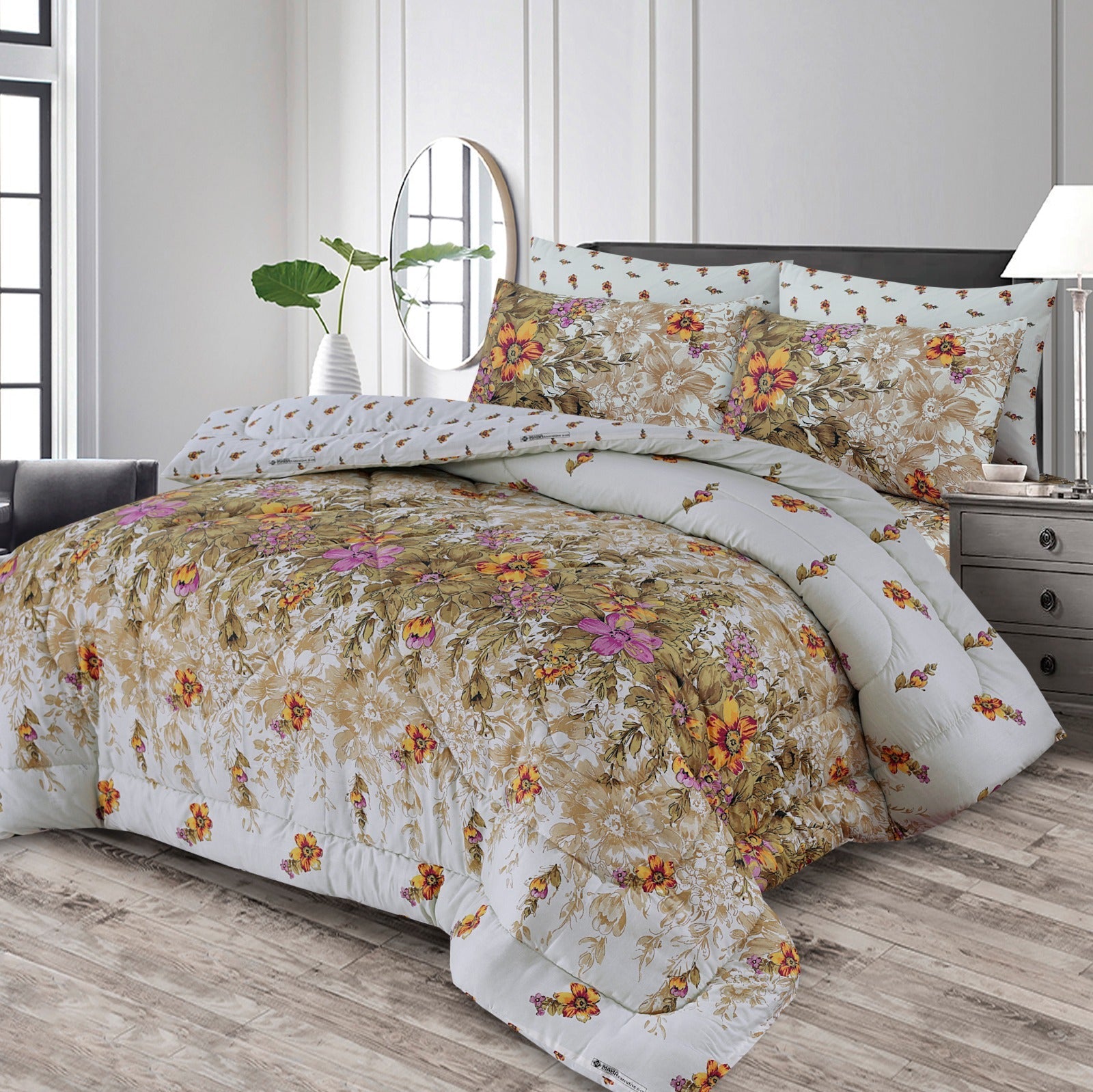 6 pc Winter Razai Set (Heavy Filling) RZ-54 – Emaan Textile