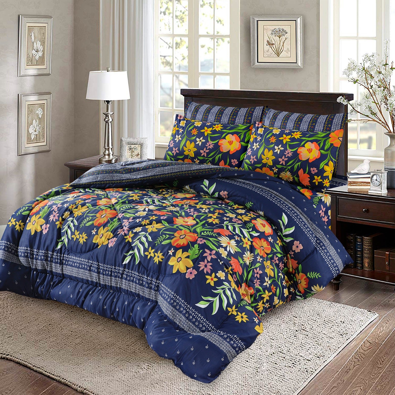 6 pc Winter Razai Set (Heavy Filling) RZ-35 – Emaan Textile